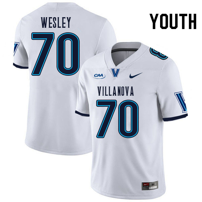 Youth #70 Dhamir Wesley Villanova Wildcats College Football Jerseys Stitched Sale-White